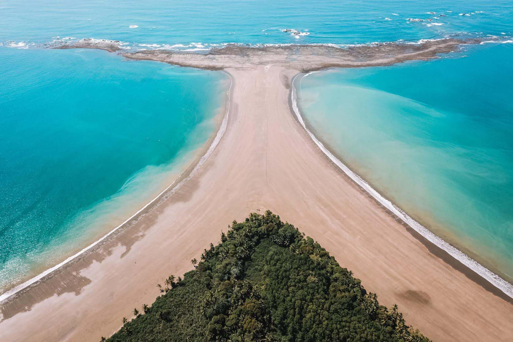 Aerial view of the Whale Tail in Uvita, Costa Rica